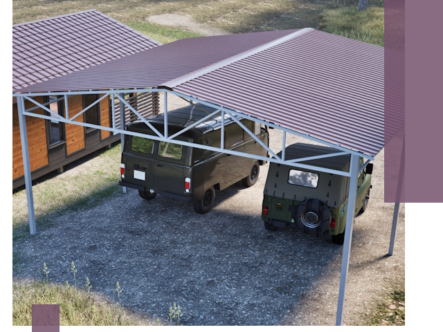 Двускатные навесы под ключ в Владивостоке — изготовление и монтаж